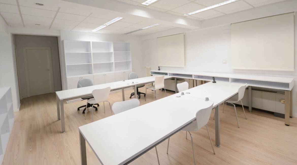 Modern office with white furniture