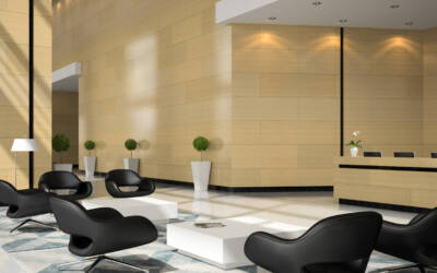 Interior of hotel reception 3D illustration